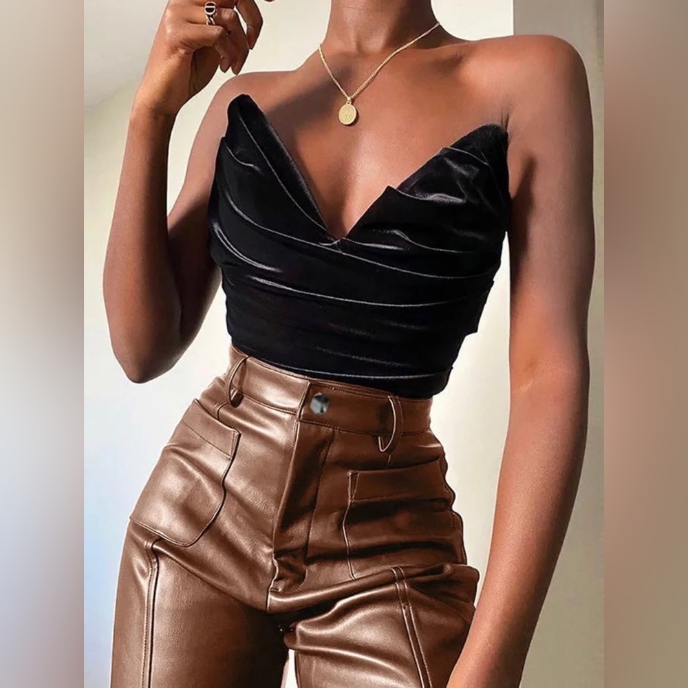 Brown Y2K High Waisted Leather Pants